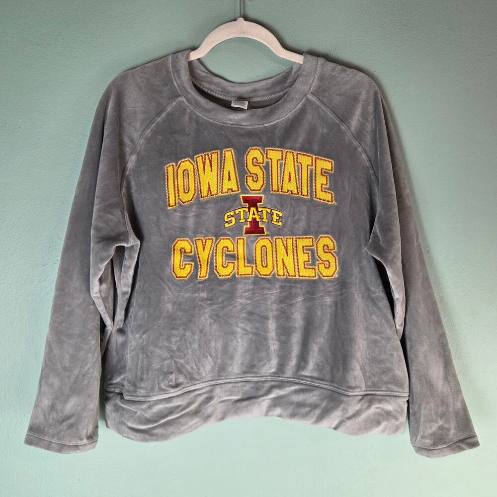 Liv Casual Womens XL NCAA Iowa State Cyclones Plush Velour Crewneck Sweatshirt